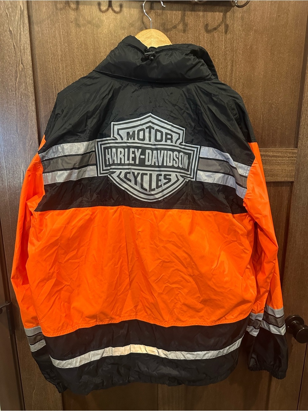 Harley-Davidson Orange and Black Reflective Rain Jacket & Overalls with Bag - Picture 7 of 16